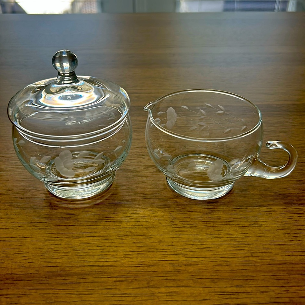 Vintage Princess House Heritage Glass Creamer & Sugar Set